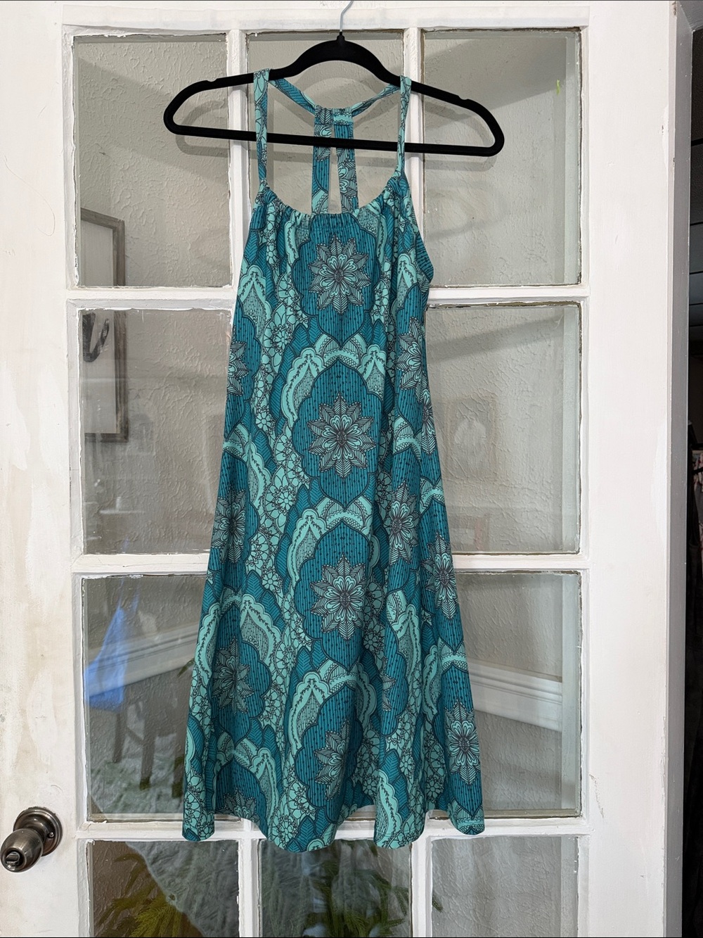 Prana Women’s Teal Patterned Sundress - Stylish Strappy Summer Dress